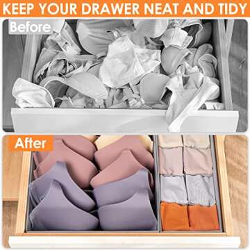 12 Pack Sock Underwear Drawer Organizer Dividers, 116 Cells Fabric Foldable Dresser Closet Organizers and Storage Bins for Baby Clothing, Women Men Underwear Socks, Bra, Ties, Scarf