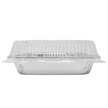 (35 Pack) 8” x 8” Square Baking Cake Pans with Plastic Dome Lids | Heavy Duty l Disposable Aluminum Foil Tins l Portable Food Containers l Perfect for Roasting Oven Toaster Cooking