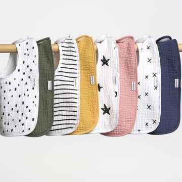 Gerber Baby Muslin Drooling Bibs - 8 Pack for Girls