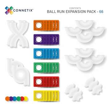 CONNETIX Rainbow Ball Run Expansion Pack, 66 Pieces