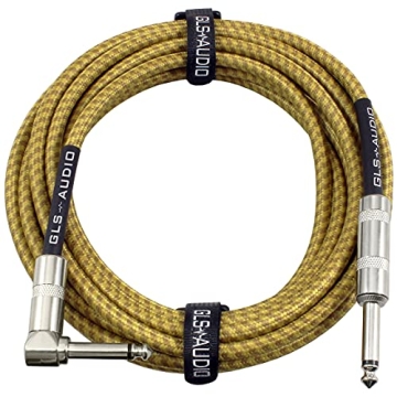 GLS Audio Instrument Cable - 20ft 1/4 Inch Amp Cord for Guitar & Bass - Vintage Tweed Design