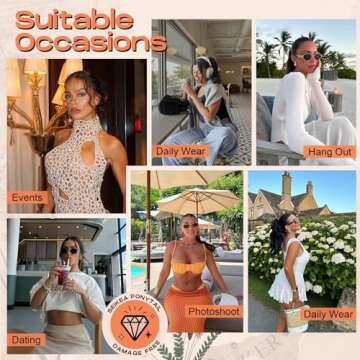 SEIKEA 14" Short Wavy Drawstring Ponytail with Highlights