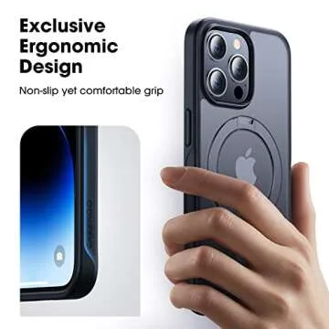 CASEKOO Designed for iPhone 14 Pro Max Case with Magnetic Invisible Stand [Military Drop Protection] [Compatible with MagSafe] Shockproof Slim Translucent Matte Promax Case 6.7 Inch, Black