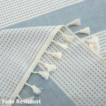 TruDelve Cloth Tablecloths Blue and White Striped Rectangular Tablecloth Oblong Cotton Tablecloths 8 Foot Table Cloths for Rectangle Tables (98"x55", Blue)