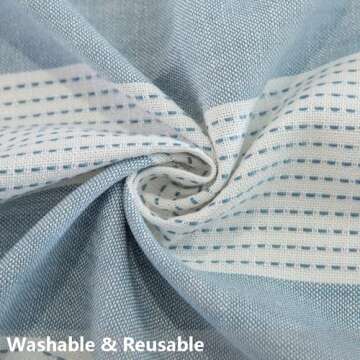 TruDelve Cloth Tablecloths Blue and White Striped Rectangular Tablecloth Oblong Cotton Tablecloths 8 Foot Table Cloths for Rectangle Tables (98"x55", Blue)