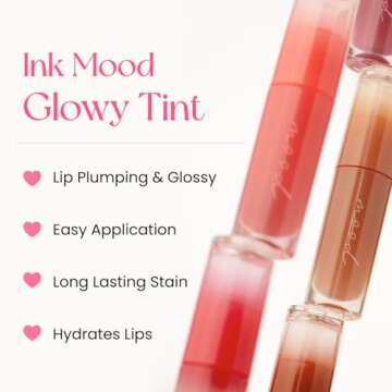 Peripera Ink Mood Glowy Tint, Lip-Plumping, Naturally Moisturizing, Lightweight, Glow-Boosting, Long-Lasting, Comfortable, Non-Sticky, Mask Friendly, No White Film (05 CHERRY SO WHAT)