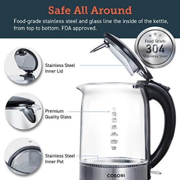 COSORI Speed-Boil Electric Kettle, 1.7L, 1500W, BPA Free