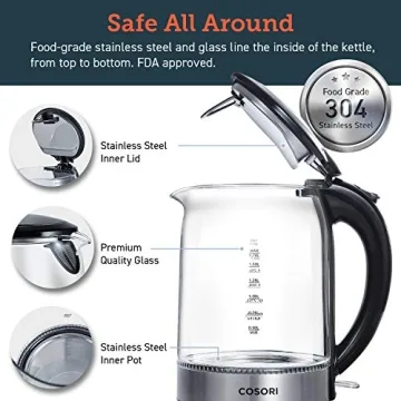 COSORI Speed-Boil Electric Kettle, 1.7L, 1500W, BPA Free