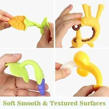 Chuya Teething Toys for Baby, Teethers with Banana Toothbrush Teeth Brushing,BPA-Free,Chew Toy Infants Toddlers Silicone Teether for Babies 0-6-12 Months