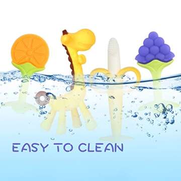 Chuya Teething Toys for Baby, Teethers with Banana Toothbrush Teeth Brushing,BPA-Free,Chew Toy Infants Toddlers Silicone Teether for Babies 0-6-12 Months
