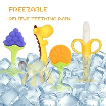 Chuya Teething Toys for Baby, Teethers with Banana Toothbrush Teeth Brushing,BPA-Free,Chew Toy Infants Toddlers Silicone Teether for Babies 0-6-12 Months