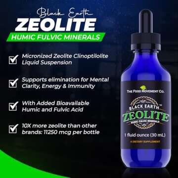 Black Earth Zeolite with Humic Fulvic Acids Trace Minerals for Adults and Kids for Detox, Gut Health...
