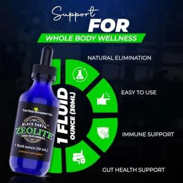 Black Earth Zeolite with Humic Fulvic Acids Trace Minerals for Adults and Kids for Detox, Gut Health and Immune Support - 1oz Liquid Drops Supplement