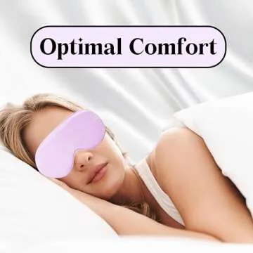 Leafinty Satin Sleep Mask - Eye Mask Scrunchie Headband Set, Softer Than Silk Eye Sleeping Mask | Satin Headband | Ultra Soft | Light & Comfy | Holiday Gift for Full Night's Sleep and Travel (Purple)
