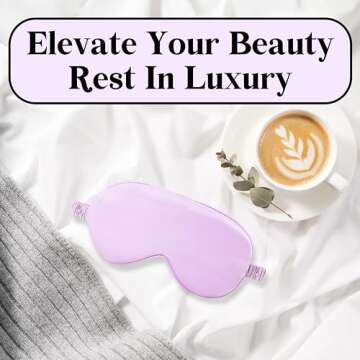 Leafinty Satin Sleep Mask - Eye Mask Scrunchie Headband Set, Softer Than Silk Eye Sleeping Mask | Satin Headband | Ultra Soft | Light & Comfy | Holiday Gift for Full Night's Sleep and Travel (Purple)