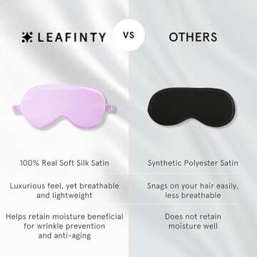 Leafinty Satin Sleep Mask - Eye Mask Scrunchie Headband Set, Softer Than Silk Eye Sleeping Mask | Satin Headband | Ultra Soft | Light & Comfy | Holiday Gift for Full Night's Sleep and Travel (Purple)