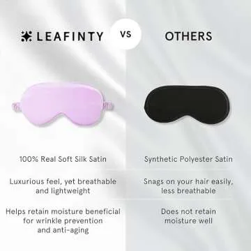 Leafinty Satin Sleep Mask - Eye Mask Scrunchie Headband Set, Softer Than Silk Eye Sleeping Mask | Satin Headband | Ultra Soft | Light & Comfy | Holiday Gift for Full Night's Sleep and Travel (Purple)