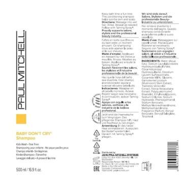 Paul Mitchell Baby Don’t Cry Shampoo, Kids Wash, Tear Free, For All Hair Types, 16.9 fl. oz.
