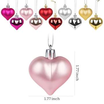 Liitrton 15 PCS Heart Shaped Decorations for Christmas Tree Party Decor Valentine's Day Hanging Orna...