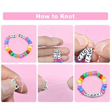 VICOVI 850+Pcs White Letter Beads A-Z Cube Acrylic Alphabet Beads for DIY Jewelry Making Bracelets Necklaces Include 30Pcs Black Heart Beads, 40Pcs Colorful Heart Beads & Elastic String(6mm)