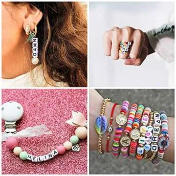 VICOVI 850+Pcs White Letter Beads A-Z Cube Acrylic Alphabet Beads for DIY Jewelry Making Bracelets Necklaces Include 30Pcs Black Heart Beads, 40Pcs Colorful Heart Beads & Elastic String(6mm)