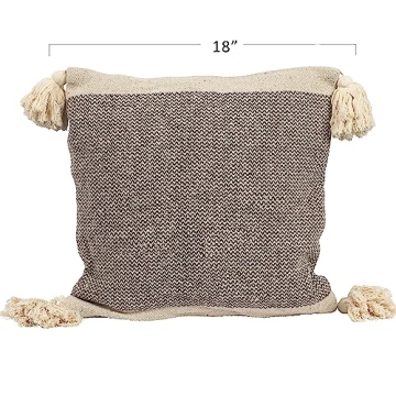 Bloomingville Grey Recycled Cotton Blend Pillow with Tassels