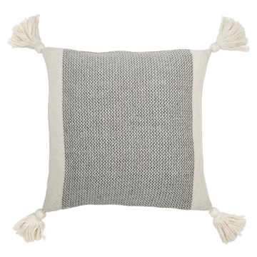Bloomingville Grey Recycled Cotton Blend Pillow with Tassels