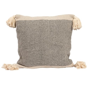 Bloomingville Grey Recycled Cotton Blend Pillow with Tassels