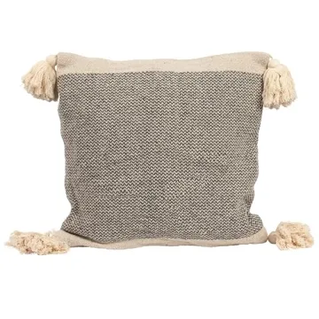 Bloomingville Grey Recycled Cotton Blend Pillow with Tassels