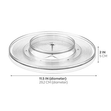 iDesign Linus Lazy Susan Cabinet Turntable - 2-Tier Organizer Tray for Kitchen Pantry or Countertops - 11", Clear