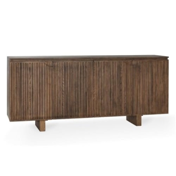 Classic Home Roya 82" Oak Wood 3-Door Sideboard Buffet in Toasted Brown