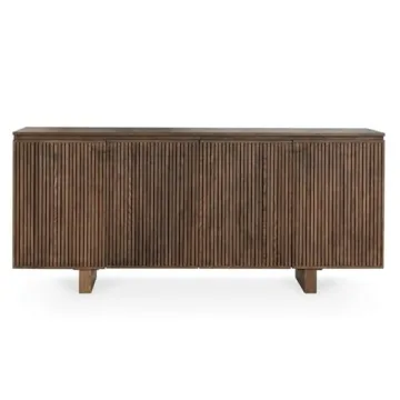 Classic Home Roya 82" Oak Wood 3-Door Sideboard Buffet in Toasted Brown
