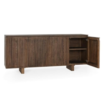 Classic Home Roya 82" Oak Wood 3-Door Sideboard Buffet in Toasted Brown