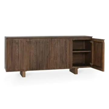 Classic Home Roya 82" Oak Wood 3-Door Sideboard Buffet in Toasted Brown