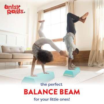 Antsy Pants Balance Beam – 4FT Portable Gymnastics Beam, Gymnastics Equipment for Home with Anti-S...