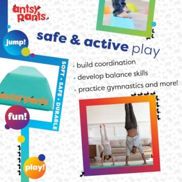 Antsy Pants Balance Beam – 4FT Portable Gymnastics Beam, Gymnastics Equipment for Home with Anti-Slip base, Lightweight/Extra Firm, Holds Up To 200lbs, Toddler to Adult Age