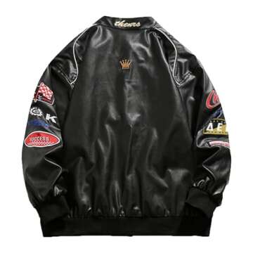 Aelfric Eden Faux Leather Jacket Oversized Racing Motorcycle Jackets Moto Coats Unisex Trendy Street...