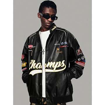 Aelfric Eden Faux Leather Jacket Oversized Racing Motorcycle Jackets Moto Coats Unisex Trendy Streetwear Jacket