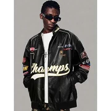 Aelfric Eden Faux Leather Jacket Oversized Racing Motorcycle Jackets Moto Coats Unisex Trendy Streetwear Jacket