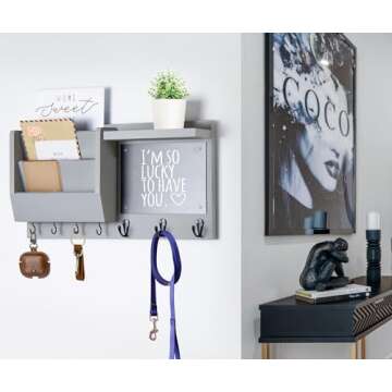 Ziivita Key Holder for Wall - Mail Holder Organizer Wall Mount with Shelf - Hanging Key Rack Hanger ...