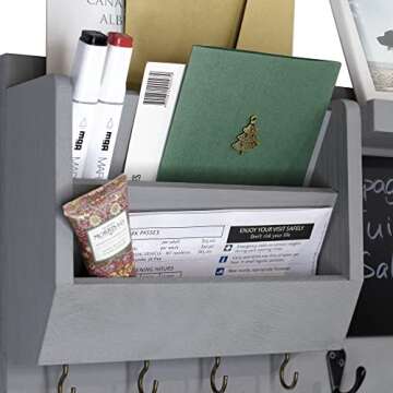 Ziivita Key Holder for Wall - Mail Holder Organizer Wall Mount with Shelf - Hanging Key Rack Hanger with Hooks Decorative for Home Letter Dog Leash Entryway Living Room Decor