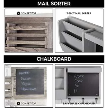 Ziivita Key Holder for Wall - Mail Holder Organizer Wall Mount with Shelf - Hanging Key Rack Hanger with Hooks Decorative for Home Letter Dog Leash Entryway Living Room Decor