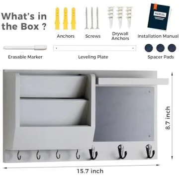 Ziivita Key Holder for Wall - Mail Holder Organizer Wall Mount with Shelf - Hanging Key Rack Hanger with Hooks Decorative for Home Letter Dog Leash Entryway Living Room Decor