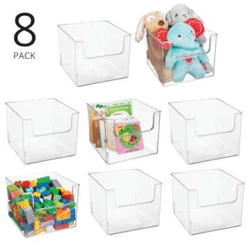 mDesign Plastic Household Storage Organizer Bins with Open Dip Front for Kitchen, Bedroom, Bathroom,...