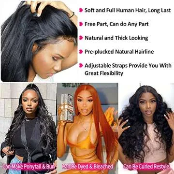 Subella 13x5 HD Lace Front Wigs Human Hair Pre Plucked Hairline with Baby Hair 220% Density 12A Transparent Straight Human Hair Wigs for Women (24inch)