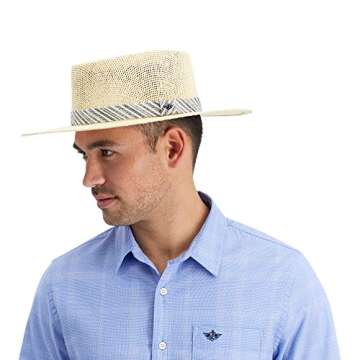 Dockers Men's Straw Fedora Hat, Navy Gambler, L/X-Large