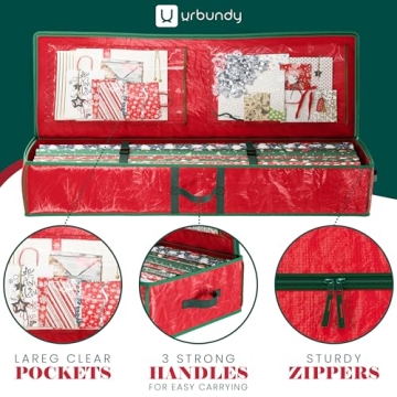 URBUNDY Wrapping Paper Organizer - Christmas Storage Bag