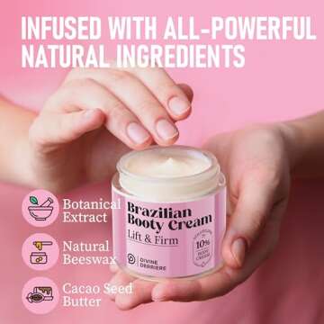 Divine Derriere Brazilian Body Butter Cream, Lift and Firm Body Cream with Volufiline Helps Reduce the Appearance of Cellulite for a Lifted and Firm-looking Derriere, Bum Bum Cream, 50ml