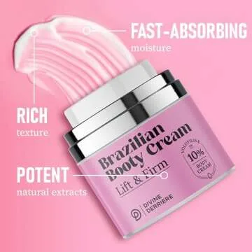 Divine Derriere Brazilian Body Butter Cream, Lift and Firm Body Cream with Volufiline Helps Reduce the Appearance of Cellulite for a Lifted and Firm-looking Derriere, Bum Bum Cream, 50ml
