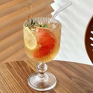 Taganov Vintage Glassware Set of 6 Clear Wine Goblets